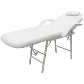 vidaXL Kosmetikstuhl Tragbar Kunstleder 185×78×76 cm Weiß