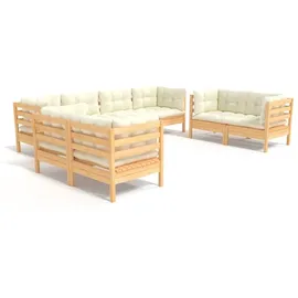 vidaXL Garten-Lounge-Set 8-tlg. creme Massivholz Kiefer
