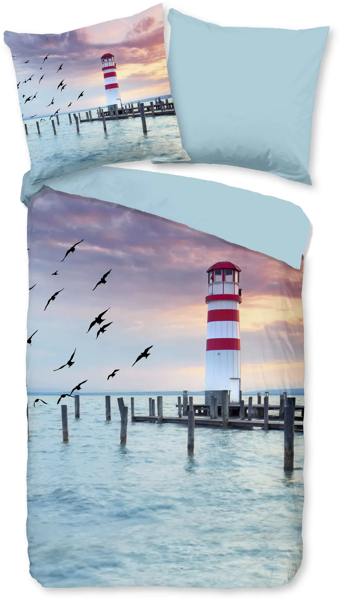 PURE luxury collection Wendebettwäsche »Lighthousee«, Mikrofaser, 135x200, Pflegeleicht, Reißverschluss, Wende, Strand, Meer PURE luxury collection Multi B/L: 135 cm x 200 cm