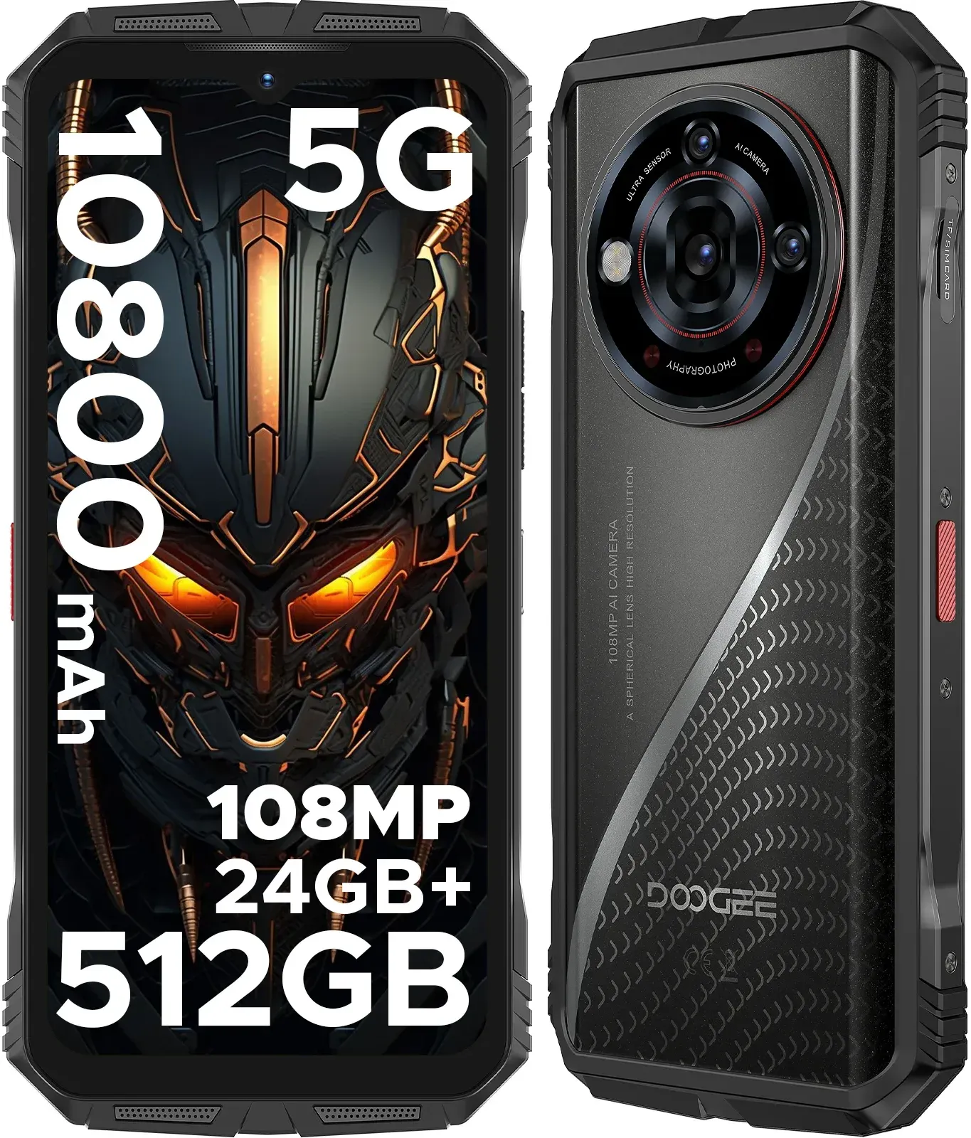 Robustes DOOGEE S118 Pro 5G-Telefon, 6,6 Zoll FHD, 120 Hz, Abmessung 7050, 8 GB RAM, 512 GB ROM, 10800 mAh Akku, Handy, NFC-Smartphones