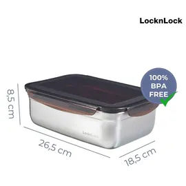 Lock & Lock Vorratsdose rechteckig silber 26,5 x 18,5 x 8,5 cm 2,7 l