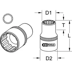 1/2" 12-kant-Stecknuss, 1/2''