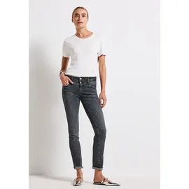 STREET ONE Damen, Gr. 34, Länge 32, grau (schwarz steel grau washed), Jeans, 82% Baumwolle, 15% Polyester, 3% Elasthan, unifarben, lang, Jeans, Middle Waist