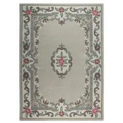 Kadima Design Traditioneller Wollteppich `Beauly` mit Handgeschnitzten Details. Farbe: Braun-Beige, 75x150 cm