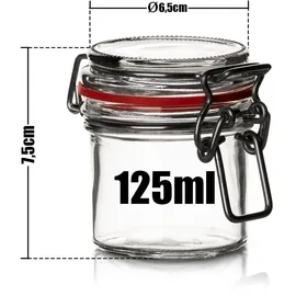 BigDean 12er Set Vorratsgläser 125ml - Drahtbügelglas Gewürzglas mit Deckel & Bügelverschluss - Germany – Einmachgläser luftdicht - Schwarz