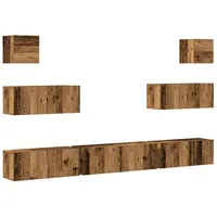 VidaXL 7-tlg. TV-Schrank-Set Wandmontage Altholz-Optik Holzwerkstoff