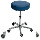 Proregal Drehhocker Indianapolis | Sitzhöhe 46-59cm | Ø 53cm | Tragfähigkeit 110kg | Kunstleder-Sitz | Aluminium-Fußkreuz mit Rollen | Lichtblau