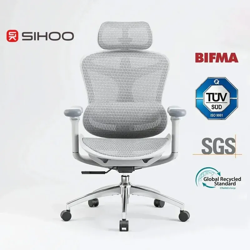 Sihoo Doro C300 ergonomischer Bürostuhl mit ultraweichen 3D-Armlehnen, dynamischer Lendenwirbelstütze für Homeoffice, verstellbarer Rückenlehne, Schreibtischstuhl (Weiß)