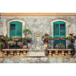 Fototapete PAPERMOON "Alte Fenster", bunt, B:4,50m L:2,80m, Vlies, Tapeten