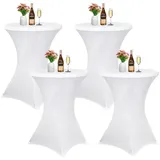 luxuskollektion Stehtischhusse Stretch Weiß 70 x 110 cm 4er Set