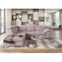 sit&more Ecksofa Cabrio L-Form, B: 274 cm, mit Sitztiefen-, Arm- & Kopfteilverstellung, 3 Nierenkissen, Federkern, optional Bettfunktion und Stauraum rosa