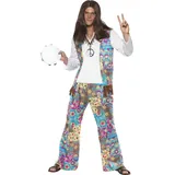 NET TOYS 70er Jahre Hippie Kostüm Flower Power M 48/50 Hippieoutfit Hippiekostüm Herren Flowerpower Outfit 60er Herrenkostüm