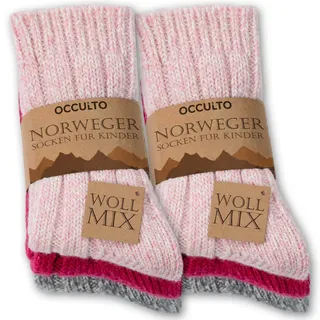 Occulto Kinder Warme Wollsocken 6er Pack (Modell: Niki) Pink Mix 15-18 - 15-18