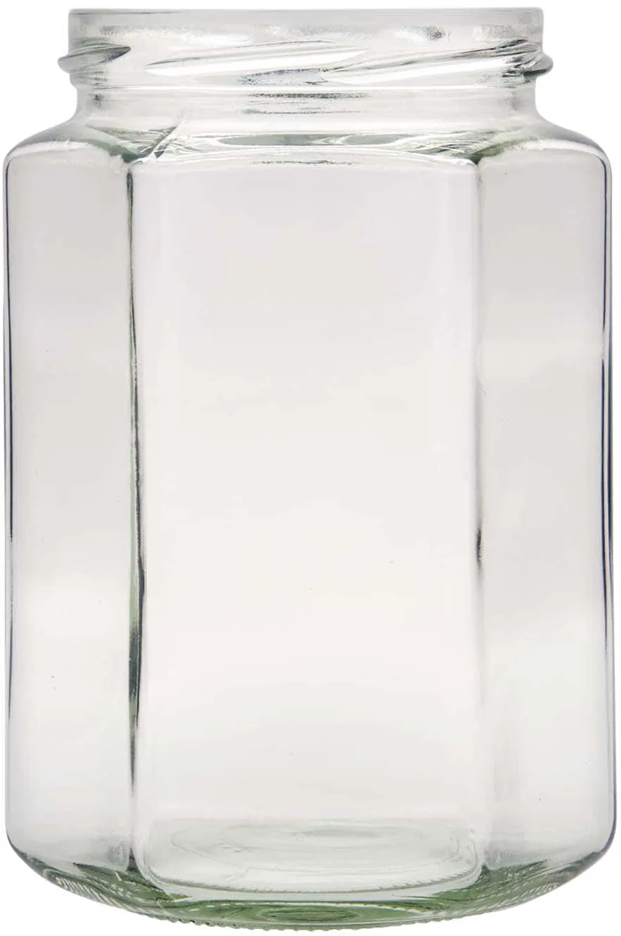 770 ml Vasetto esagonale, vetro, imboccatura: Twist-Off (TO 82)