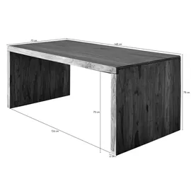 MASSIVMOEBEL24.DE Schreibtisch Sheesham 148x75x78 grau geölt NATURE GREY #710