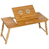 Tectake Laptoptisch aus Bambus, klappbar und höhenverstellbar, ideale Belüftung, 72 x 35 x 26 cm