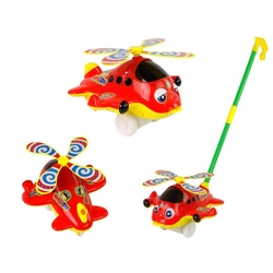LEAN Toys Spielzeug-Flugzeug Flugzeugschieber Langstockglocke Spielzeug Spaziergang Propeller Zunge rot