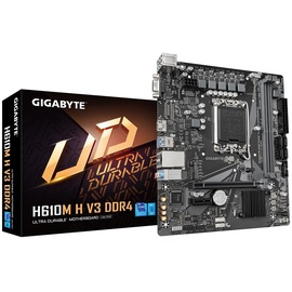 Gigabyte H610M H V3 DDR4 Motherboard - Unterstützt Intel Core 14th CPUs, 4+1+1 Hybrid Phasen Digital VRM, bis zu 3200MHz DDR4, 1xPCIe 3.0 M.2, GbE LAN, USB 3.2 Gen 1