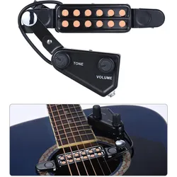 12-Loch-Schallloch-Tonabnehmer für Akustikgitarre, magnetischer Wandler mit Audiokabel