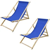 ECD Germany 2er Set Liegestuhl Blau, Holz, verstellbare Rückenlehne,