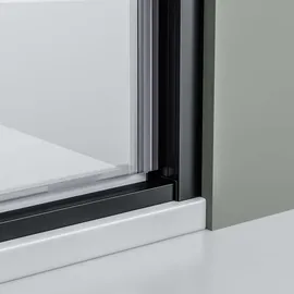 Bernstein Nischendusche mit Drehtür an Festfeld NT606 - FLEX - Nano Klarglas - 6 mm - Breite & Profilfarbe wählbar, Breite:1000 mm, Profilfarbe:Schwarz matt