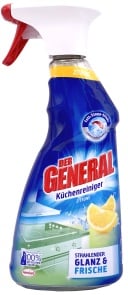 DER GENERAL Küchenreiniger Zitrone, Glänzend saubere & schnelle Reinigung von abwischbaren Oberflächen, 500 ml - Sprühflasche