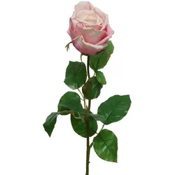 Rose am Stiel - Kunstblume - Real Touch Oberfläche - H: 68cm - rosa