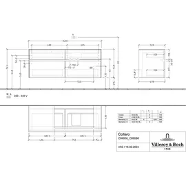 Villeroy & Boch Collaro Waschtischunterschrank C090B0VM 140x54,8x50cm, Waschtisch rechts, mit LED-Beleuchtung, taupe
