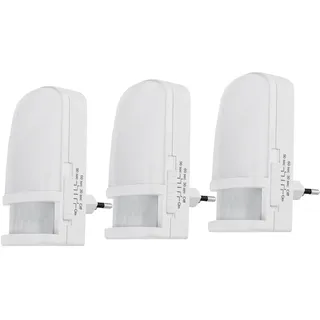 ChiliTec LED Nachtlicht Steckdose mit Bewegungsmelder 230V Steckdosenlicht mit Dämmerungsschalter Zeit einstellbar Modus On Off Auto Licht Warmweiß 3 Stück