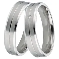 DOOSTI Trauring Schmuck Geschenk Silber 925 Trauring Ehering Partnerring LIEBE, Made in Germany, wahlweise mit oder ohne Brillant silberfarben 52