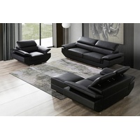 JVmoebel Sofa Moderne Sofagarnitur 3+1+1 Sitzer luxus Design Schwarz Neu, Made in Europe schwarz