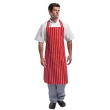 Whites Chefs Clothing Whites Chefs Apparel A532 Lätzchen Schürze, rot und weiß gestreift