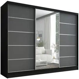a&j möbelland gmbh Schiebetürenschrank AURELIA 1 200 x 215 x 59,5 cm Grau/Schwarz