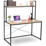 Woltu TSB02hei Schreibtisch Computertisch Büromöbel PC Tisch Bürotisch Arbeitstisch aus Holz und Stahl, ca.120x60x140 cm Natur - Schwarz