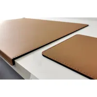 Profi Mats Schreibtischunterlage Gewinkelte Schreibtischunterlage und Mauspad Echt Leder 90 x 48 Beige