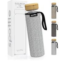 spottle Teeflasche Glas 1 Liter mit Siebeinsatz – Teekanne to go - Glasflasche mit Teeeinsatz und Schutzhülle für losen Tee & Infused Water, Tea bottle – BPA-frei, auslaufsicher, spülmaschinengeeignet