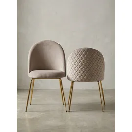 KADIMA DESIGN Esszimmerstuhl Polly Samt beige/grün 2er Set