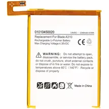 AccuCell Akku passend für ZTE Blade A310, Li-Polymer, 3,8V, 2240mAh, 8,5Wh, built-in, ohne Werkzeug