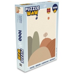 MuchoWow Puzzle Pastell – Berge – Landschaft – Abstrakt, 1000 Puzzleteile, Foto-Puzzle, Bilderrätsel, Puzzlespiele, Klassisch bunt