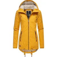 Ragwear Zuzka Winter Gr. M (38), gelb (curry) Damen warme Winterjacke kurz mit Teddyfleece Innenfutter