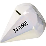 alles-meine.de GmbH große Spardose - Motivwahl - Diamant - 16 cm - mit Verschluss - incl. Name - stabile Sparbüchse - aus Keramik/Porzellan - für Kinder & Erwachsene/Sparschw..