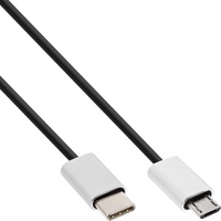 InLine USB 2.0 Kabel, USB Typ-C Stecker an Micro-B Stecker, schwarz/Alu, flexibel, 0.5m