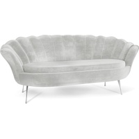 WFL GROUP Sofa Muschel, Samt 3-Sitzer Couch mit Golden oder Silber Metallbeinen silberfarben