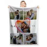 Personalised Photo Blanket with Own Photo Text Collage, Fotodecke, Personalisierte Decke mit Foto, Friends, Family, Father, Mother, Children, Gift for Birthday, Christmas, Wedding, Anniversary