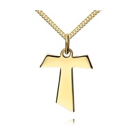 JEVELION Kreuzkette Antoniuskreuz 585 Gold - Made in Germany (Goldkreuz, für Damen und Herren), Mit Kette vergoldet- Länge wählbar 36 - 70 cm.