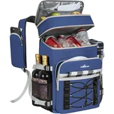 OUUTMEE Kühlrucksack, 21L Picknicktasche mit Kühlfach, Isoliert Kühltasche für Bier, Doppellagig Auslaufsicher Thermotasche, Wasserdichter Rucksack für Picknick, Strand oder Wanderungen, Blau