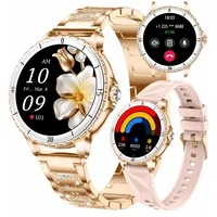 Smartwatch für Damen, 1,27 Zoll HD-Display, Anrufe annehmen/tätigen, IP68 wasserdichte Sport-Damen-Smartwatch, Fitness-Tracker, Herzfrequenzmesser, Schrittzähler, kompatibel mit Android und iOS