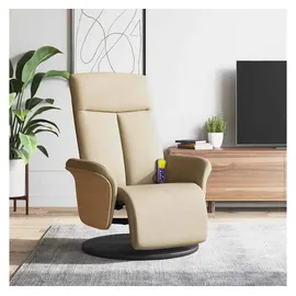 vidaXL Massagesessel mit Fußteil Polyester 87 x 104,5 x 87 cm Creme drehbar mit Vibrationsfunktion