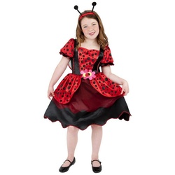 Smiffys Kostüm Marienkäfer Kostümkleid für Kinder, Käferkleid für kleine Kinder rot 134-140