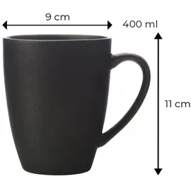 Maxwell & Williams Caviar Black Becher, Tasse, Kaffeetasse, Premium-Keramik, schwarz 400 ml AX0353, 10er Set